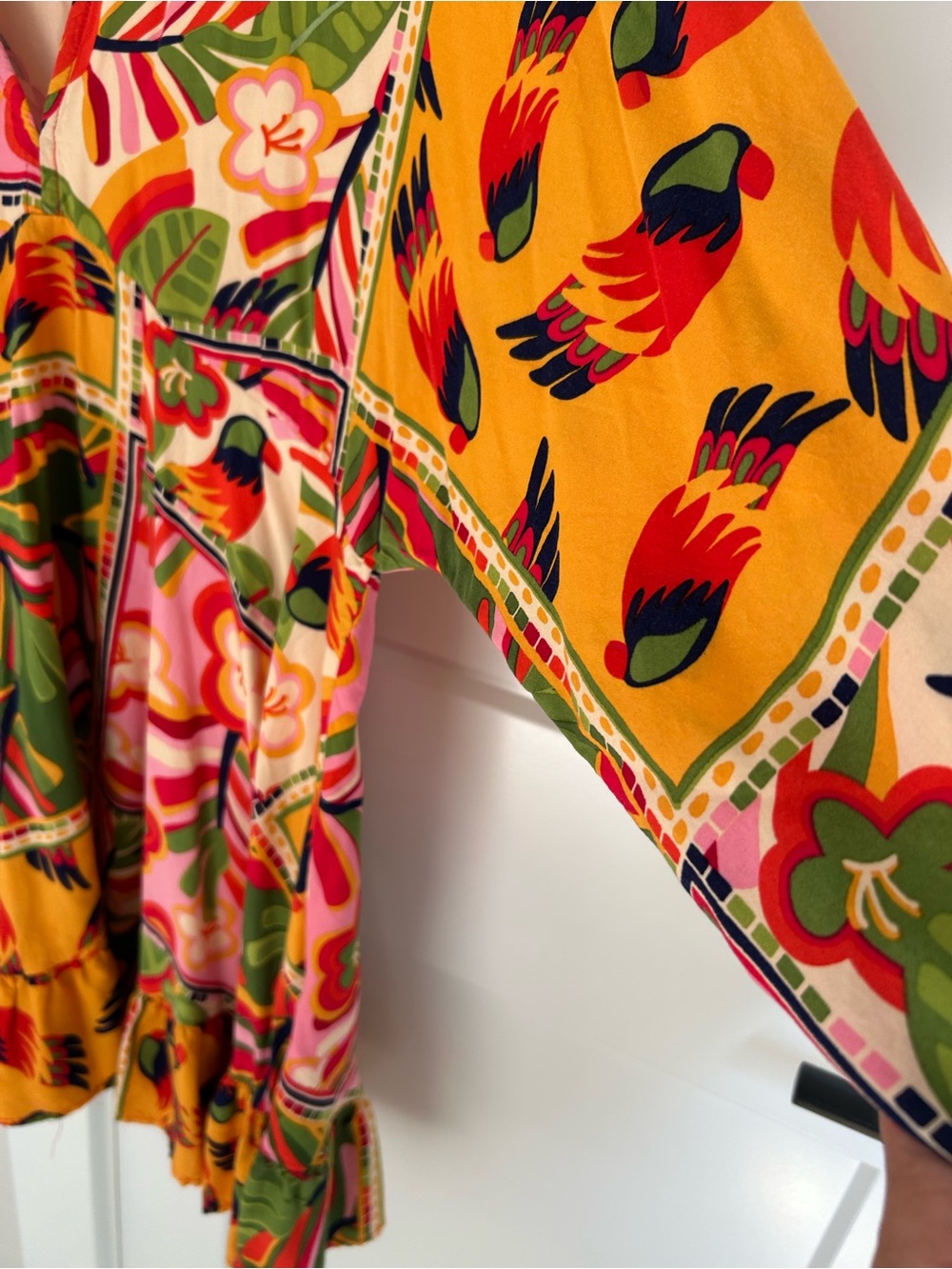 Tropical Patchwork Maxi Dress - Pink, Green & Yellow - Picture 6 of 8